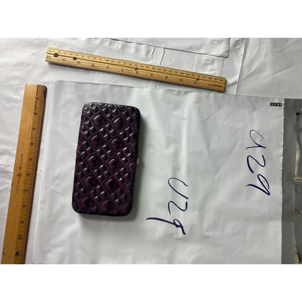 Womens Purple Textured‎ Clutch Wallet Coin Purse ID Window